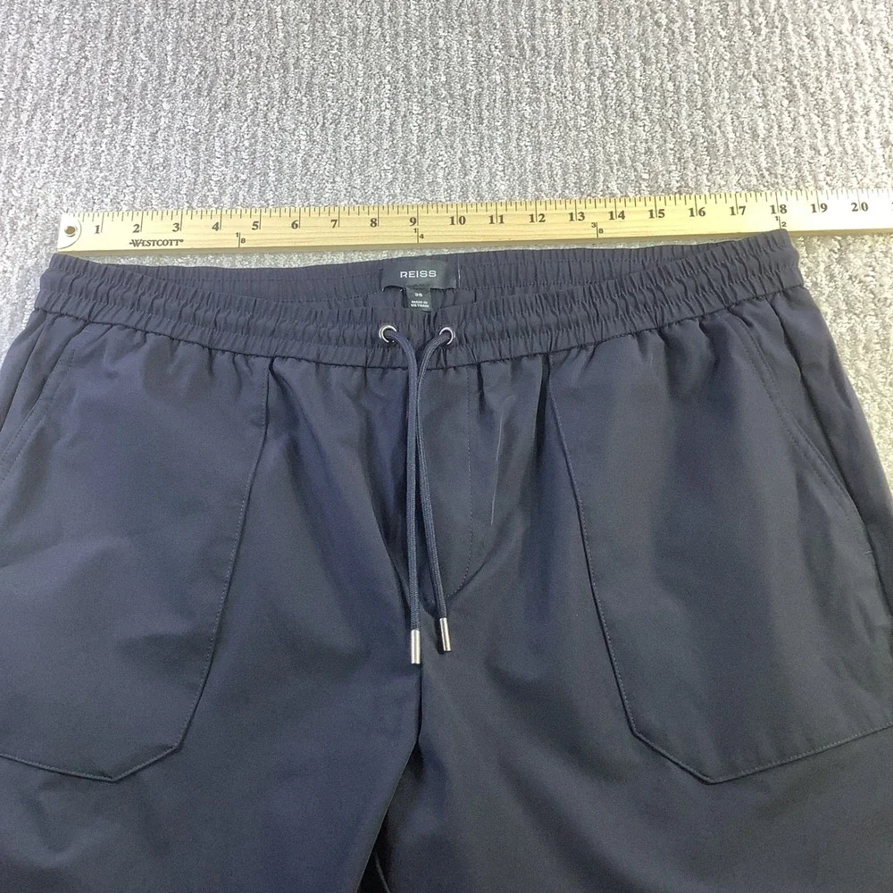 REISS Mens Navy Climb Trouser Relaxed Fit Drawstring Waist Zip Ankle Size 36 NWT